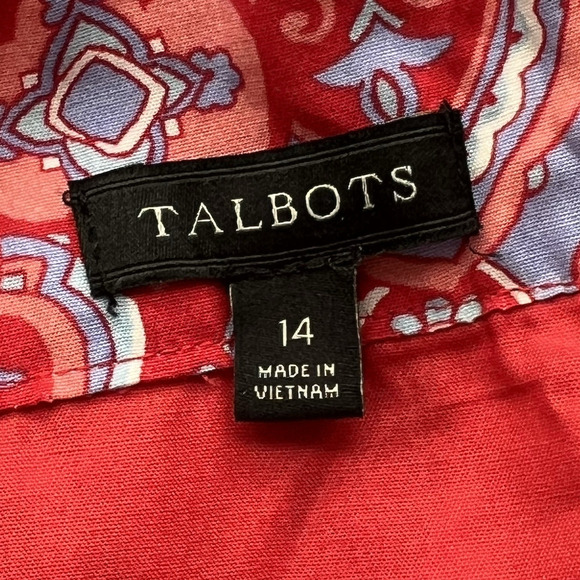 Talbots Fit &‎ Flare Medallion Dress Red & Blue Square Neck Midi Pleated Lined - Picture 10 of 16